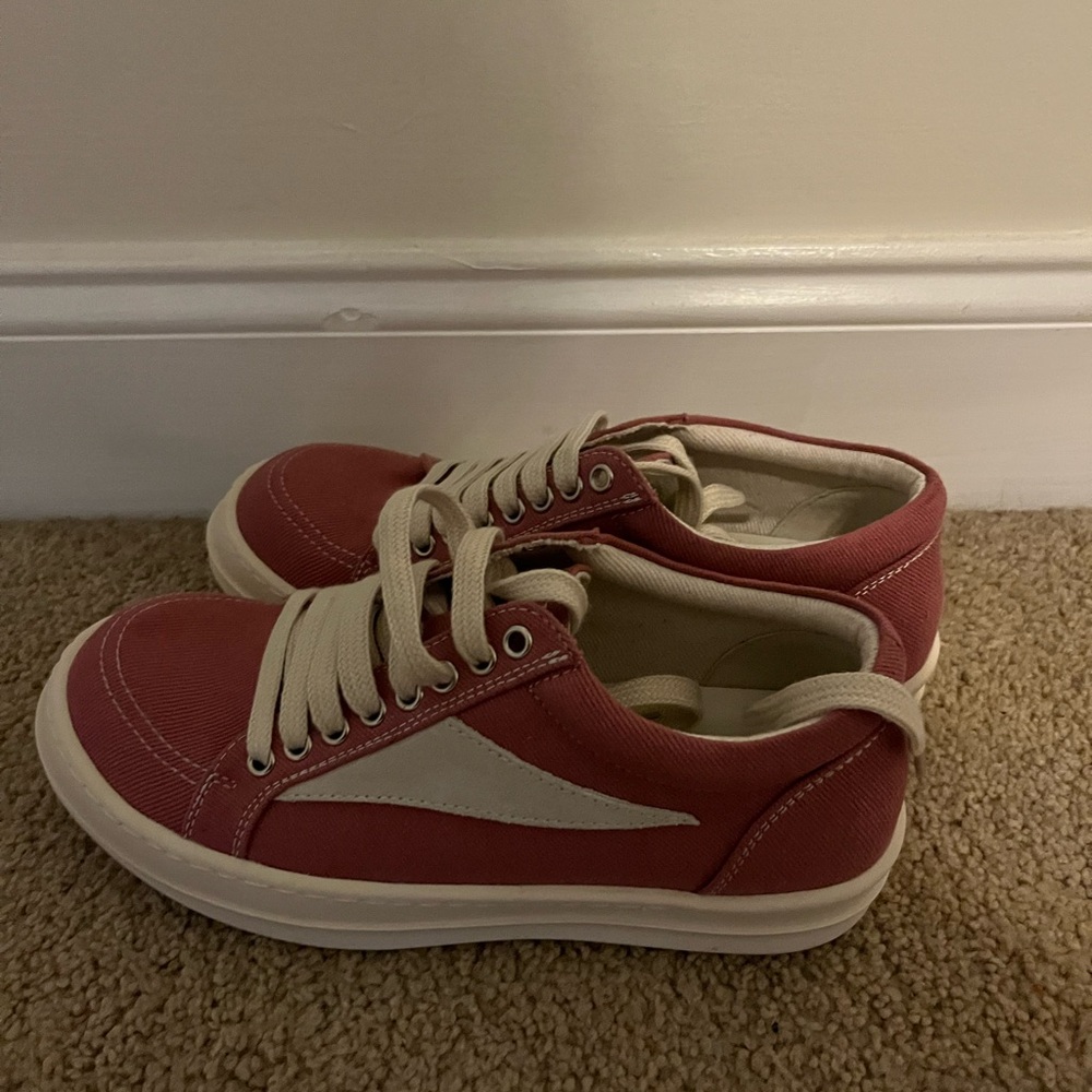 Rick Owens Pink and White Sneakers Classic Design